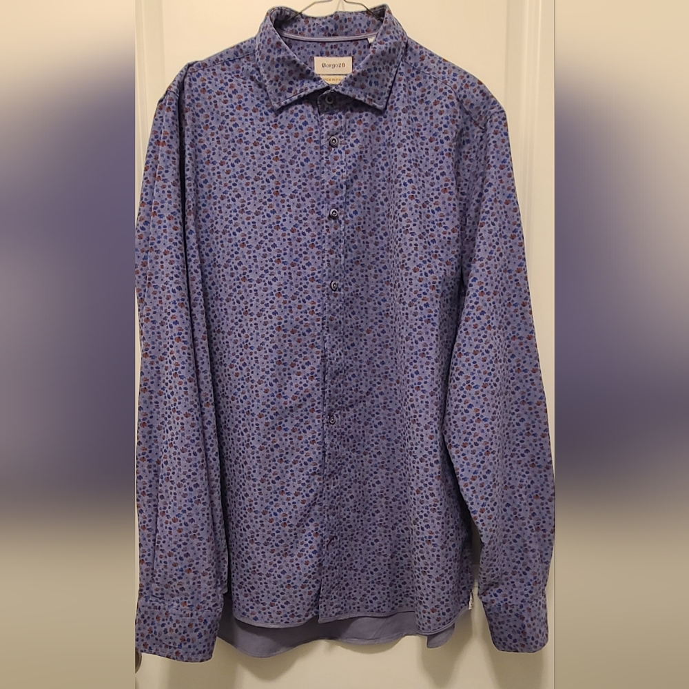 Borgo 28 Blue Patterned Men's Shirt